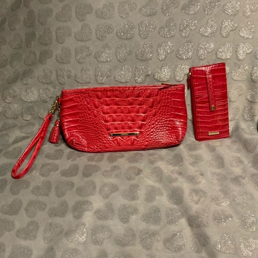 Pink Brahmin Wristlet & matching credit card wallet $125.
